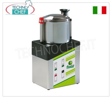 FIMAR - Technochef, Cortadora Profesional de Acero Inoxidable de 8 Litros, 2 Velocidades, Mod.CL8V2