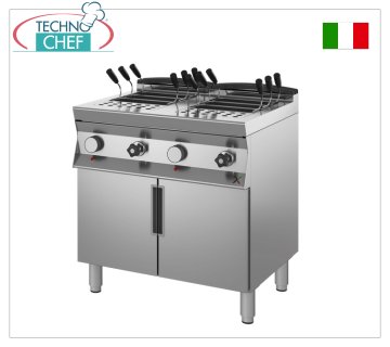 TECHNOCHEF - COCEPASTA ELÉCTRICO MÓVIL, línea 900, 2 CUENCOS INDEPENDIENTES de 40+40 litros,