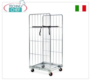 Technochef - CARRO CONTENEDOR ROLL con PLATAFORMA BAJA y 2 LADOS ALTOS