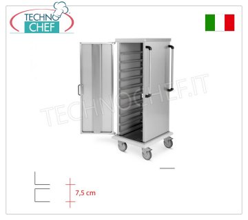 Carro de armario neutro para 15 bandejas o rejillas Gastro-Norm 2/1 - Guías en C - Paso de 7,5 cm
