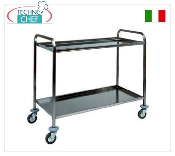 Carros de servicio de ACERO INOXIDABLE con 2 estantes plegados, capacidad 80 kg