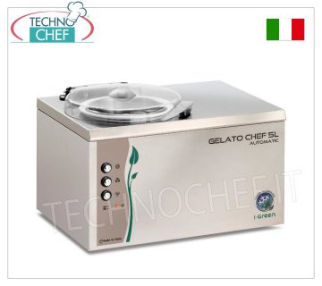 Mantecador semiprofesional en acero inoxidable, serie Chef I-Green, capacidad 4,5 lt, mod.GELATOCHEF5LAUTOMATIC