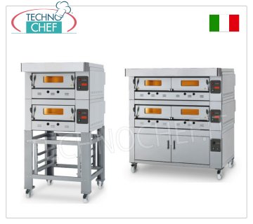 Horno de pizza modular a gas, línea ECO GAS, cámara para 4 pizzas de 61x64 cm con tapa refractaria