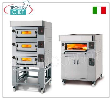 Horno de pizza eléctrico modular, línea CL CLASSIC, cámara para 8 pizzas de 60x120 cm íntegramente en material refractario