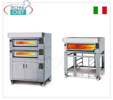 Horno eléctrico modular para pizzas, línea EURO STAND, cámara para 9 pizzas de 93x93 cm con tapa de refractario