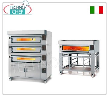 Horno eléctrico modular para pizzas, línea EURO STAND, cámara para 12 pizzas de 123x93 cm con tapa refractaria