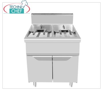 BERTOS - FREIDORA A GAS SOBRE MUEBLE, 2 CUBAS de 21+21 lt, Kw.17+17