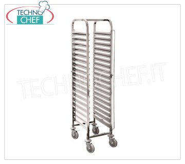 Carro para bandejas de acero inoxidable para 15 bandejas GN 1/1, mod.TT15GN11Z