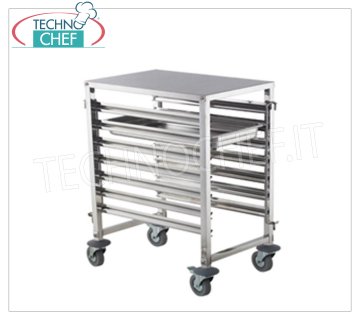 Carro para bandejas de acero inoxidable para 7 bandejas GN 1/1, mod.TT7GN11Z
