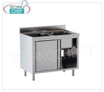 Fregadero profesional-industrial de acero inoxidable 2 senos sin escurridor, Línea 700