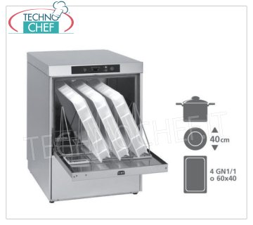 Lavavajillas Electrónico-Lavaobjetos, Cesto 50x60 cm, Doble Dosificador y Bomba Desagüe, Multipotencia Trifásica