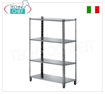 Estantería modular de acero inoxidable, módulo de 4 estantes, 58 cm de fondo, 200 cm de alto