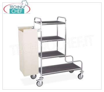 Carro de lavandería, 4 estantes, bolsa de lavandería, tamaño cm.140x52x137h