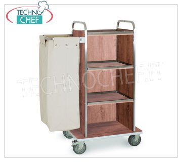 Carro de lavandería, 4 estantes, bolsa de lavandería, paneles en tres lados, 2 ruedas con freno