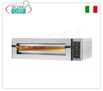HORNO Eléctrico para 6 PIZZAS Ø 34 cm, Cámara de Cocción TOTALMENTE EN REFRACTARIO, mod. KING6GTOP
