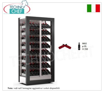 BODEGA-TECA capacidad 112 botellas Inclinada, Estática-Ventilada, 3 Lados de Cristal, dim.mm.874x568x1865h
