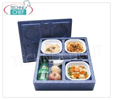 Contenedor térmico SINGLE-MEAL, 3 compartimentos sin vajilla, dim.mm.440x380x120h