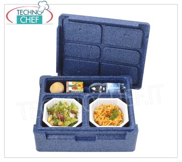 Contenedor térmico SINGLE-MEAL, 3 compartimentos sin vajilla, dim.mm.470x370x185h