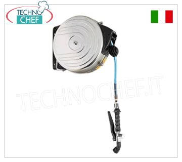 Carrete de manguera ajustable montado en la pared con rebobinado automático