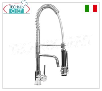Grifo mezclador monomando de un solo orificio H 560 mm, con caño giratorio hasta la mitad de la barra y ducha ligera.