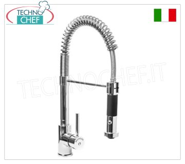 Grifo mezclador monomando de un solo orificio H 440 mm, con caño giratorio y ducha de doble chorro
