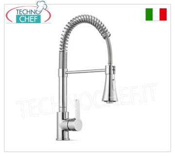 Rubinetto miscelatore monoforo H 445 mm, con canna girevole e doccia dual jet
