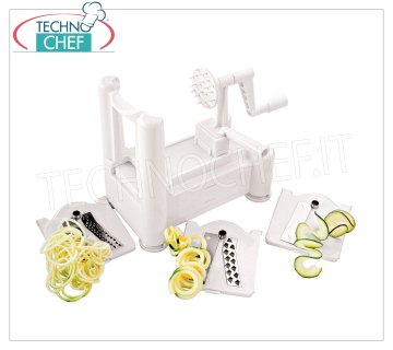 Cortador de verduras en plástico ABS, 3 cuchillas intercambiables de acero inoxidable.