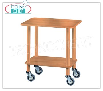 Carrito Gueridon con montantes de madera maciza, 2 estantes en madera ennoblecida, dim.mm.700x500x780h