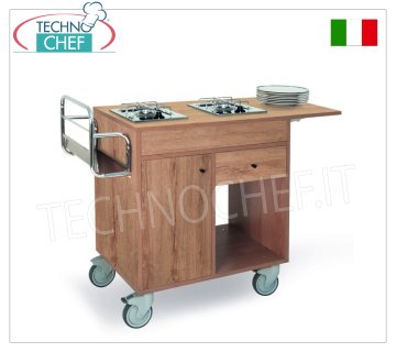 CARRITO FLAMBE' con 2 quemadores separados, dim.mm 950x500x870h