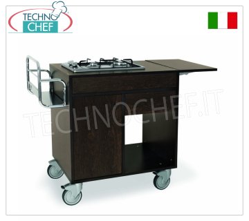CARRITO FLAMBEADOR con 2 QUEMADORES en LÍNEA, dim.mm.950x500x870h