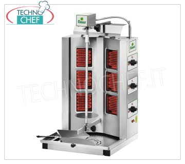 GIROS ELÉCTRICOS con 6 RESISTENCIAS, varilla de cocción de 460 mm de altura
