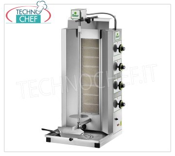 GYROS DE GAS con 8 QUEMADORES, varilla de cocción de 680 mm de altura