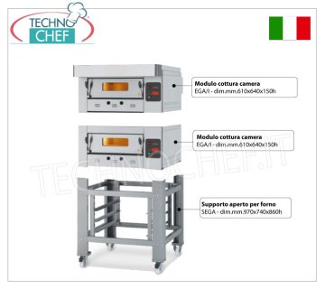 Horno de pizza a gas para 4 pizzas de 300 mm, cámara de 610x640 mm