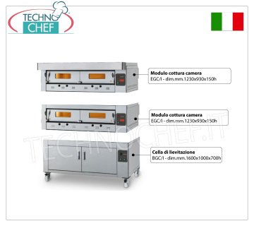 Horno de pizza a gas para 12 pizzas de 300 mm, cámara de 1230x930 mm