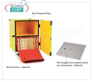 GI.METAL - Caja de transporte de pizza, Mod. 102393 Caja de pizza no aislada, con estante central para 2 bolsas térmicas, dim.cm.47x47x52h