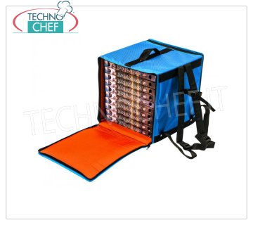 Technochef - Mochila térmica rígida, 10 cajas de Ø 33 cm, Mod. BTZ3340 Mochila térmica rígida con cremallera para entrega a domicilio de pizza de cartón, apertura frontal con cremallera, capacidad para 10 cajas de Ø 33 cm, tenue. mm externo 360x360x400h