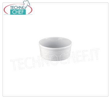 Fuentes de horno de porcelana Fuente de horno redonda apilable para soufflè blanca con bordes cordonados, Diámetro cm.22, h.9,5, Marca MPS PORCELLANE SARONNO -- Disponible en paquetes de 4