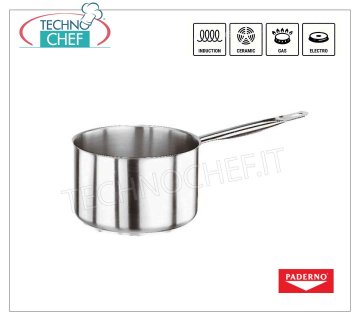 PADERNO - CAZUELA Alta DE ACERO INOXIDABLE 1 asa, para INDUCCIÓN,