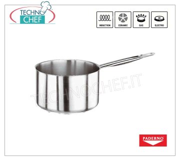 PADERNO - CAZO MEDIANO DE ACERO INOXIDABLE 1 asa, para INDUCCIÓN,