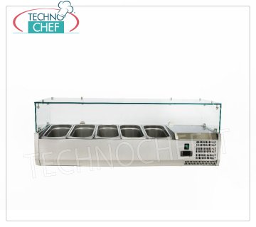Vitrina para Ingredientes de Pizza, Refrigerada, 120 cm de largo, para 5 recipientes GN 1/4,