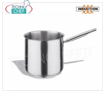 Technochef - Cacerola al baño maría de acero inoxidable, 1 mango, Profesional para inducción Cacerola al baño María de acero inoxidable, capacidad 3 litros, también apta para placas de inducción, diámetro cm. 16 x 16 h