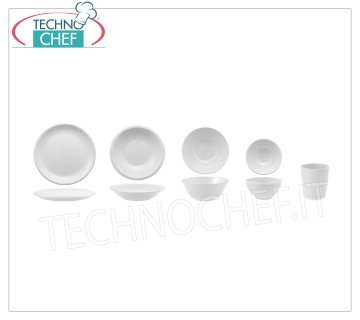 Technochef - PLACAS DE MELANINA BLANCA - Servicio Completo Plato llano en melamina blanca, diámetro 230 mm - PRECIO UNITARIO - Disponible en PACK de 12 piezas