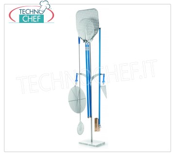 GI.METAL - Pala, pala y portaescobillas con base de mármol - 6 asientos, Mod. 131337 Soporte de pila autoportante con base de mármol, capacidad para 2 cuchillas con mango de hasta 150 cm en varios tamaños de cabeza y 2 soportes para cuchillas y cepillo, dim.cm.25x57x183h