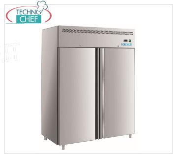 Forcold - Armario congelador 2 puertas, con monobloque, sistema enchufable, 1300 lt., Temp.-18°/-22°C, ventilado, Clase E, mod.M-GN1410BT-FC Armario congelador 2 puertas, con monobloc, sistema enchufable, 1300 lt., Temp.-18°/-22°C, ECOLÓGICO en Clase E, gas R290, ventilado, Gastronorm 2/1, V.230/ 1 , Kw.0,815, Peso 172 Kg, dim.mm.1480x830x2010h.