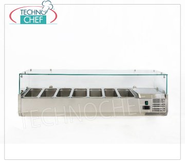 Vitrina refrigerada de ingredientes para pizza, 150 cm de largo, para 7 bandejas GN 1/4