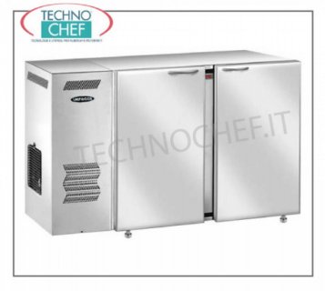 Volver nevera mostrador para bares multiuso refrigerado de nuevo contador, de acero inoxidable de 2 puertas ciegas, ventilado, temp. + 2 ° a + 8 °, V 230/1, 3,81 kW, dim. mm 1240x540x850h.