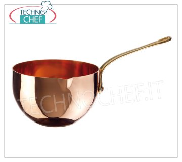 Technochef - Cacerola de ponche de cobre internamente estañado, 1 mango Cazuela de cobre para ponche de huevo 1 mango, interior estañado, serie 15400, diámetro 160 mm