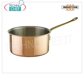 Technochef - COBRE TRIPLE CAPA Cacerola alta, INOX interno, 1 mango, para INDUCCIÓN Cacerola alta en mango TRIPLE LAYER COPPER 1, interior de acero inoxidable, Serie 15500, apto para PLACAS DE INDUCCIÓN, capacidad 1,6 litros, diámetro 160 mm, altura 80 mm.