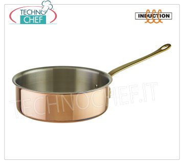 Technochef - COBRE TRIPLE CAPA Cacerola baja, INOX interno, 1 mango, para INDUCCIÓN Cacerola baja en mango TRIPLE LAYER COPPER 1, acero inoxidable interno, Serie 15500, apto para PLACAS DE INDUCCIÓN, capacidad lt.2,2, diámetro 200 mm, altura 70 mm.