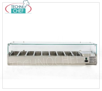 Vitrinas para pizza, refrigeradas, 180 cm de largo, para 9 bandejas GN 1/4